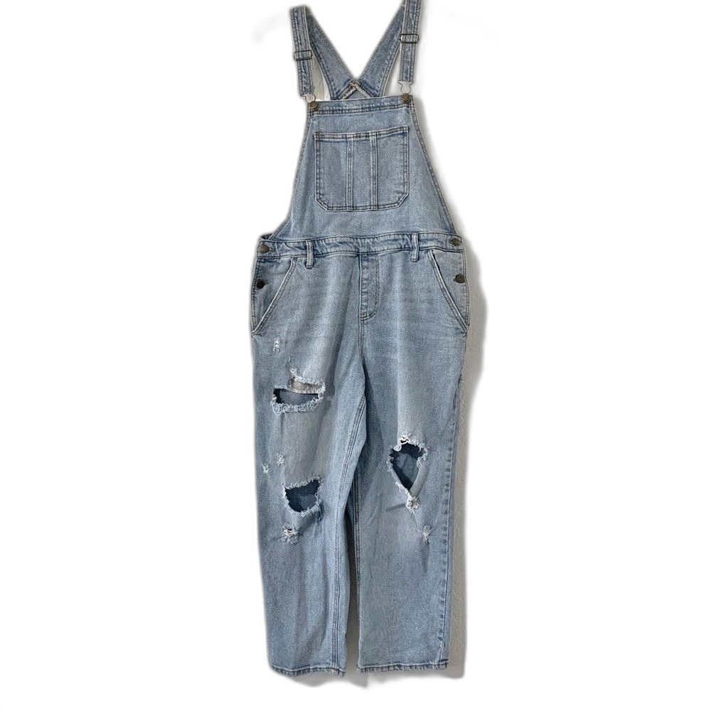 Distressed Denim Overalls Size L - Picture 3 of 8